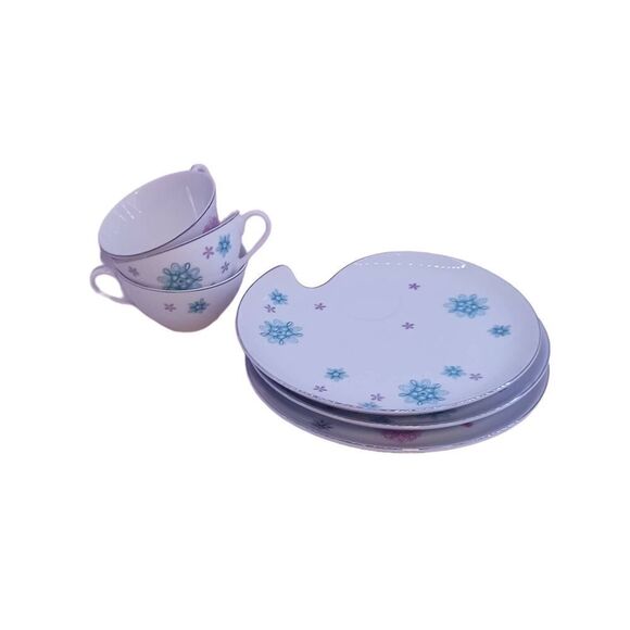 Snack Plates Shafford Japan VTG MCM Atomic Starburst Cup Snowflake Set - Picture 11 of 11